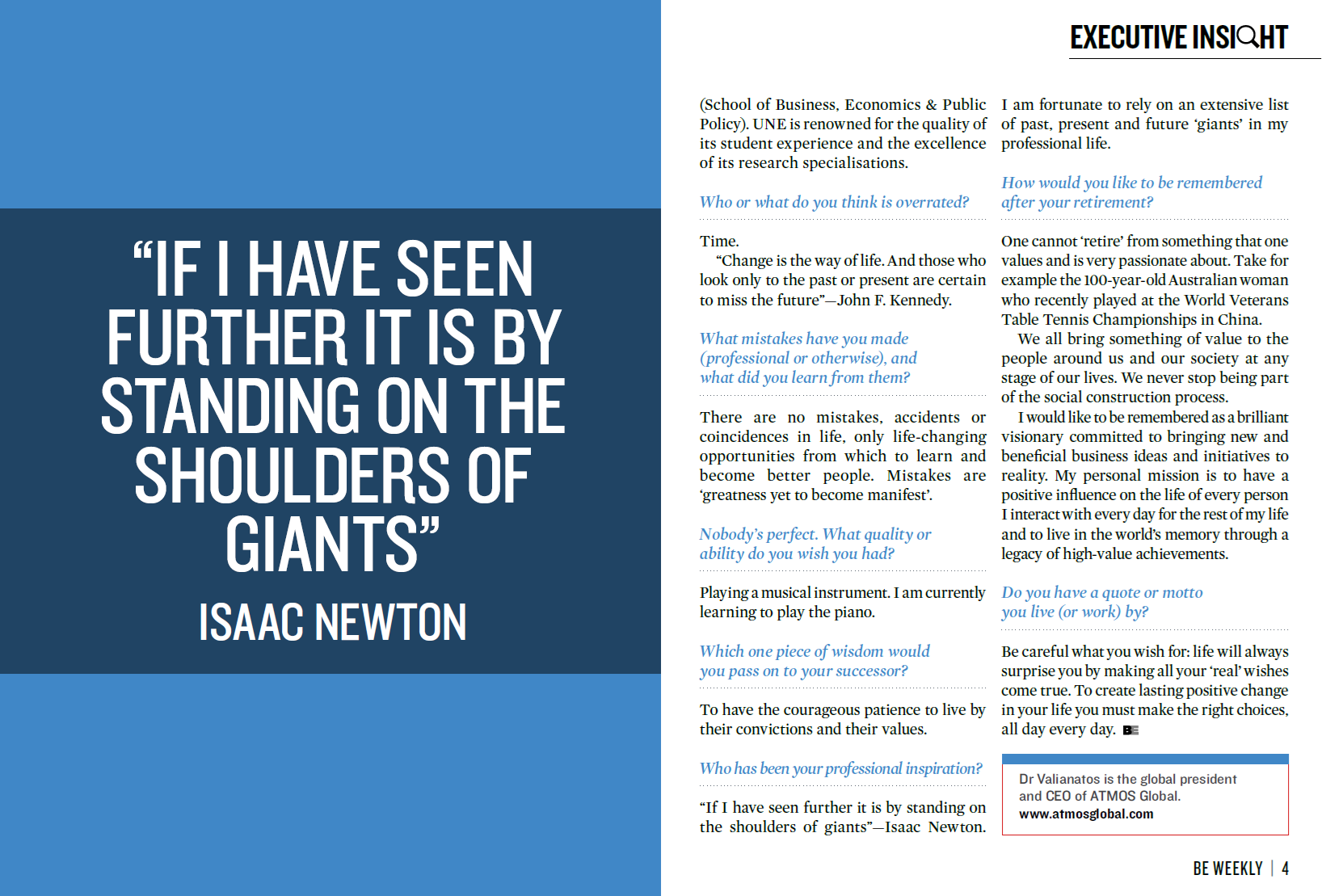 Business Excellence Magazine Executive Insight interview with Dr Orestis D. Valianatos